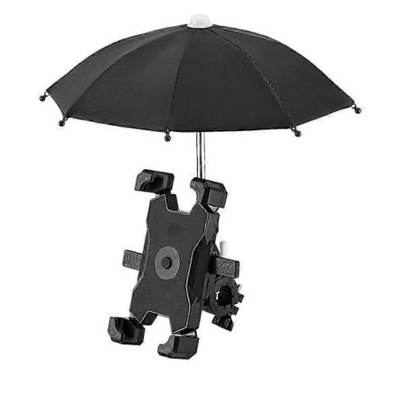 Cykel mobiltelefonholder 360 rotation one-key lås mobiltelefonholder med parasol rytter mobiltelefonholder sort