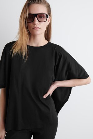 COS T-Shirt Oversize Z Rękawami Typu Dolman in Czarny