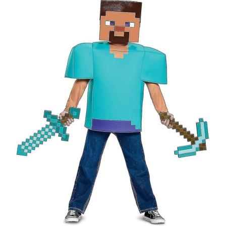 Steve Klassisk Minecraft Kostym Flerfärgad Costume M (7-8)