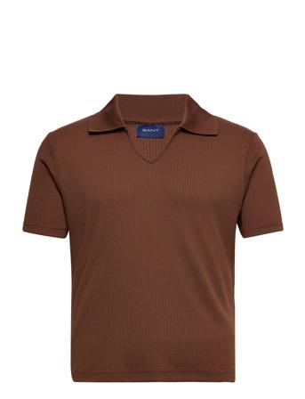 70S Ss Pique Knitwear Short Sleeve Knitted Polos Brun GANT*Betinget Tilbud