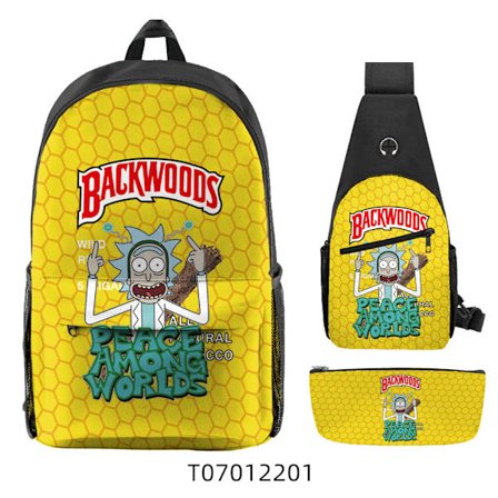 Ny tegneserie BACKWOODS tredelt skolesekk for grunnskole- og videregående elever