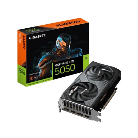 Gigabyte GeForce RTX 5050 Windforce OC 8G Skjermkort, PCI Express 5.0, 8GB GDDR6, 128bit
