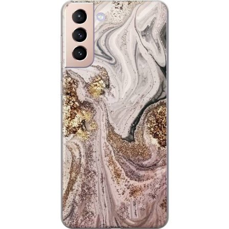 Kompatibelt Mobildeksel til Samsung Galaxy S21 Beige guldmarmor luksuriøs design med myke linjer og metallisk glans inspirert av elegant interiørstil
