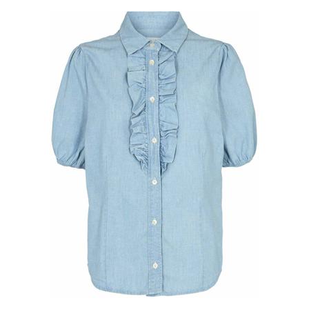 Pieszak Catrina SS Puff Frill Shirt Blå, Dame Skjorter