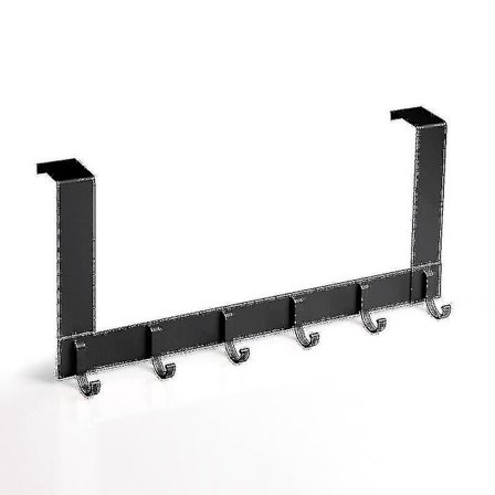 Dør Knagerække Med 6 Aluminium Knager, Velegnet Til 35-45 Mm Tykke Døre, Ingen Stempning, Dørhæng til Ophængning af Frakker og Hatte, 13cm, Sort