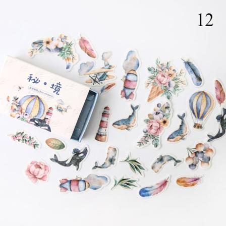 40 St/förpackade Pappersklistermärken Dagboksetikett Retro Fickklistermärke 12