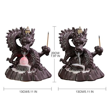 Keramisk Drageryg Tilbageflydende Røgelseholder Farveskiftende Dekoration