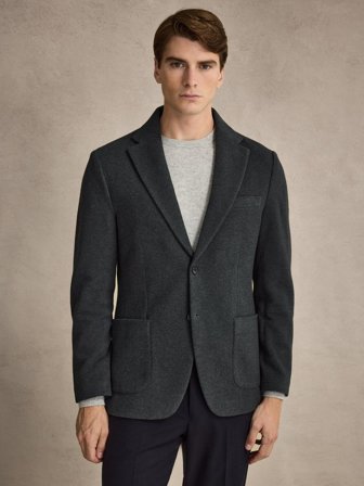 John Henric Men's Grauer Einreihiger Blazer Relaxed Fit Size S