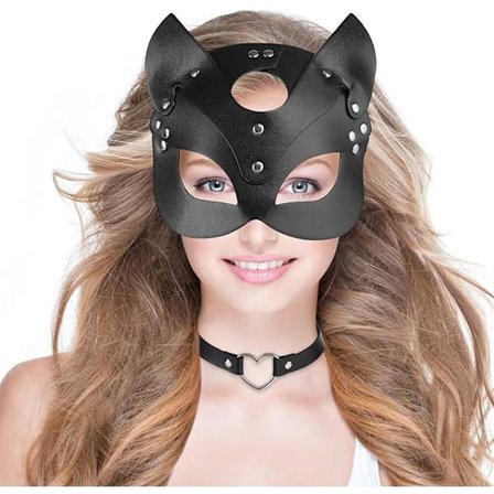 Kvinde Catwoman Maske, Sexy Kat Maske, Sort Lædermaske, Halv DXGHC