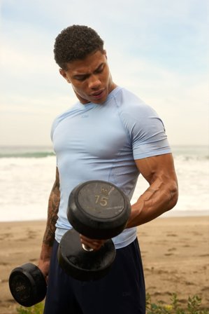 ICANIWILL - Ignite Muscle Fit T-Shirt Soft Blue - Miehet - Treenivaatteet ICIW:ltä