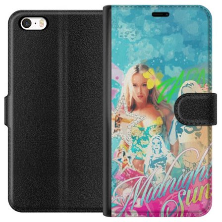 Kompatibelt Lommeboketui til Apple iPhone 5s Eventyrverden med Steve, Creeper og dyr i fargerik blokkgrafikk