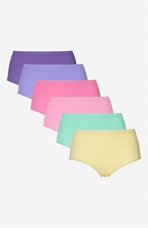 Cellbes of Sweden - Ribbet dametruser i bomull 6-pack i bl. farger for damer i størrelse 42/44