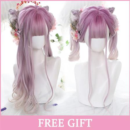 Lång Ombre Färgglad Syntetisk Cosplay Lolita Harajuku Peruk Med B