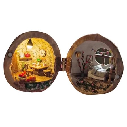 Miniature Verden Valnøddeskal Figur Lille Mikrolandskab i Valnøddeharpiks Statue Skulptur Hjemmekontor Bogreol Skrivebord Dekoration Ornament