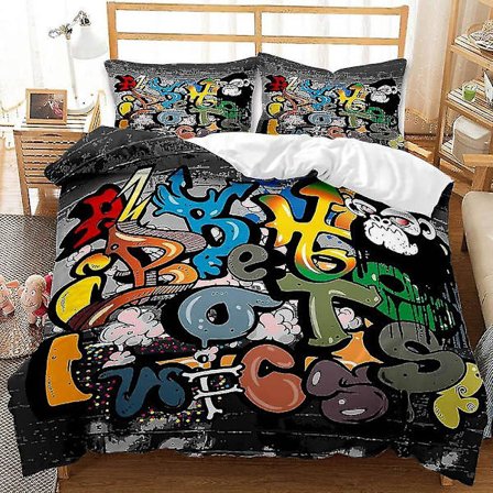 Hip Hop -sarjan peittopussilakanasetti, kodintekstiili, kolmiosainen setti Q