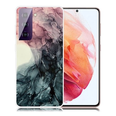 marmor Samsung Galaxy S21 etui - Pale pink and grøn marmor