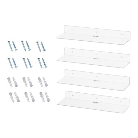 Klare Akryl Flydende Hylder 4-pak, 29,5 cm Vægmonterede Hylder Til Soveværelse, Badeværelse, Stue