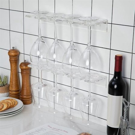 2 stk. Akryl Vinglas Holder Vægmonteret Vinglas Stativ Hængende Holder Køkken Skab Bar Organizer Hanger