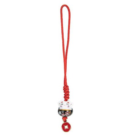 Härlig Keramisk Fortune Cat Nyckelring Cat Key Ring Telefon Charm Ornament