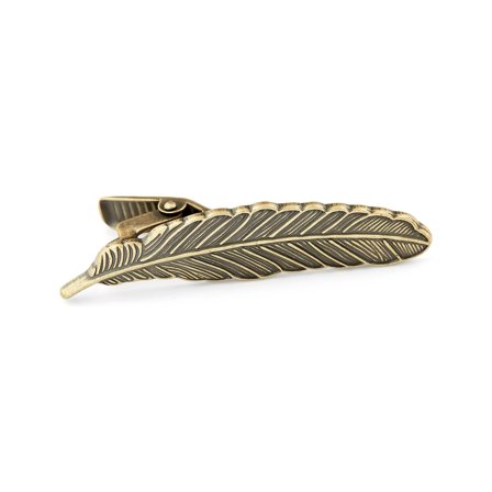 Gold-Tone Vintage Feather Short Tie Clip for Men