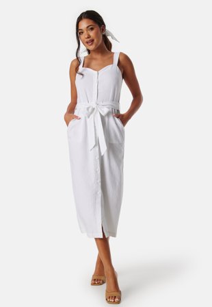 BUBBLEROOM - Linen Blend Dress - White