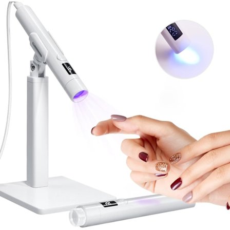 UV-kynsilamppu - Kannettava kädessä pidettävä pikakovetus mini-geelikynsi UV-lamppu jalustalla tee-se-itse-käyttöön, matkoille, valkoinen