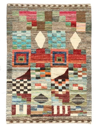 Anudada A Mano Moroccan Berber - Afghanistan 137X184 Alfombra De Lana Verde/Marrón Pequeño