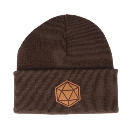 Gamerz - Brun cuff Beanie - D20 Patch Chocolate Brown Beanie @ Hatstore