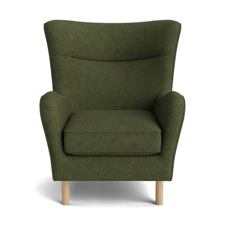 Lumo Sessel in Aragon Grün, moderner Ohrensessel im skandinavischen Stil, einfarbig mit bequemer Federung und weicher Polsterung, 99cm