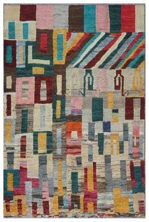 Tapete Berber Colourful 115X170 Castanho/Preto (Lã, Afeganistão)