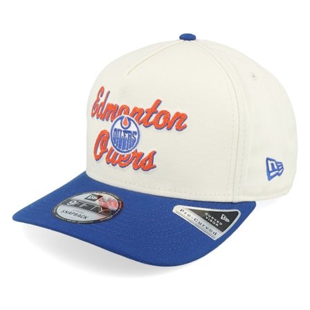 New Era - NHL Branco adjustable Boné - Edmonton Oilers 9FIFTY Chainstitch Chrome White/Royal A-Frame Adjustable @ Hatstore