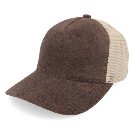 Equip - Brun trucker Caps - Terry Dark Brown/Khaki A-frame Trucker @ Hatstore