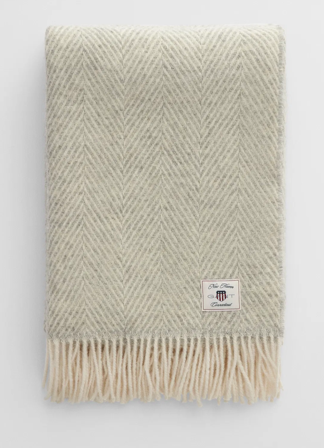 GANT Herringbone Ullpledd Lys-Grå 130x200