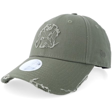 New Era - New York Yankees Womens Distressed 9FORTY Rifle Green Adjustable Adjustable Green Cap - MLB @ Hatstore