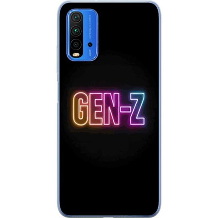 Yhteensopiva Puhelinkuori Xiaomi Xiaomi Redmi Note 9 4G Neontext Gen Z värikkäässä valossa tummaa taustaa vasten modernissa digitaalisessa tyyliis