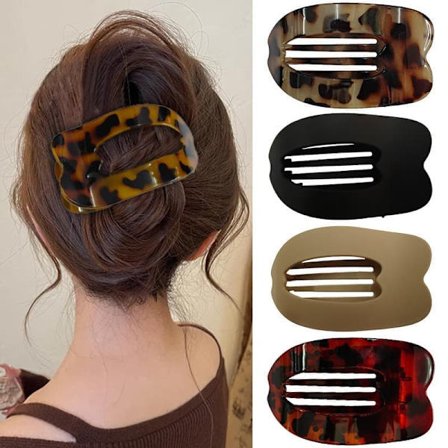 4 stk flate hårspenner for kvinner, buet design hårspenner for å ligge ned, bilkjøring - sterke hårspenner for tynt, tykt hår, hårtilbehør