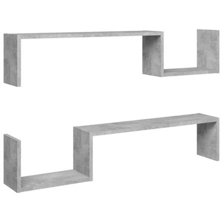 Vidaxl Vägghyllor 2 St Betonggrå 100x15x50 Cm Spånskiva Grå