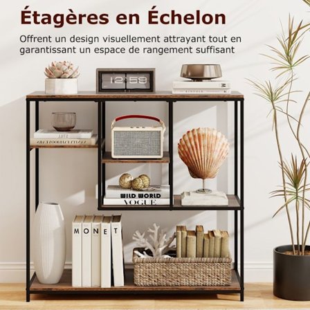 COSTWAY Indgangskonsol i Industriel Stil 35 x 100 x 95 cm (L x b x H) Konsolbord til Stue, Gang Brun