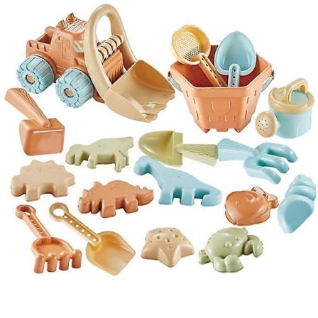 Barnens strandleksaker, mjuka sandlådeleksaker med hink och spade, lämpliga för sommarstrandspel för små barn 18 set