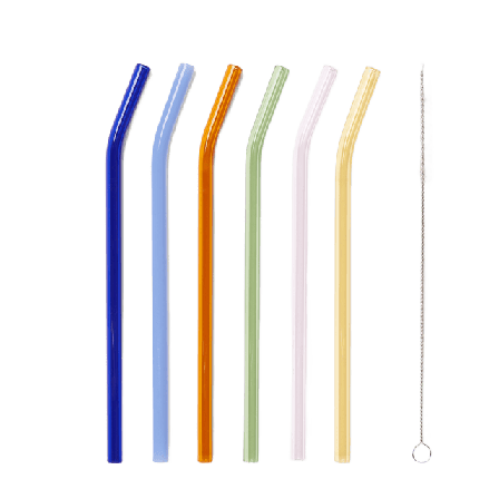 Åhléns Home Sugrör i glas 20 cm, 6-pack Köksredskap Flerfärgad ONESIZE