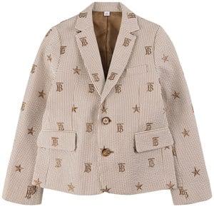 Kids - Burberry Beige Striped Embroidered Jacket 8 Years - Coats and jackets - 8 years - Grey - Junge