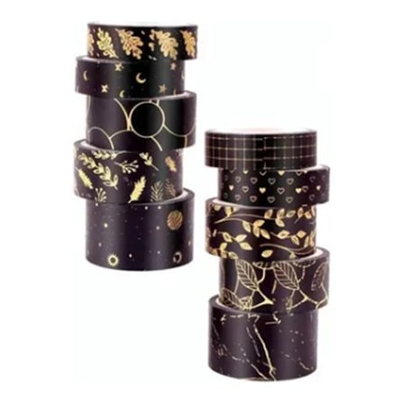 10 st Japansk papperstejp set svart tema bred tejp hantverk dekorativ tejp för DIY handbok album dagbok