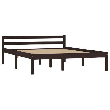 Vidaxl Sängram Mörkbrun Massiv Furu 140x200 Cm Brun