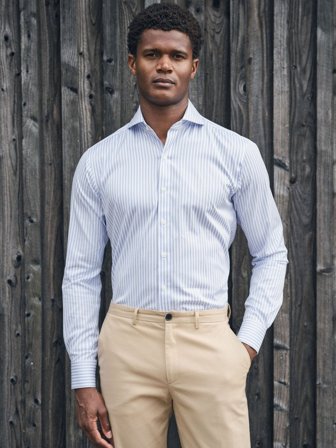 John Henric Men's Blue Striped Shirt Luke Size 41