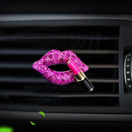 Car Air Outlet Aromaterapi Clip Rhinestone Red Lips Clips ROSE