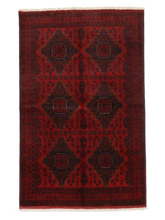 Anudada A Mano Afghan Khal Mohammadi Alfombra 124X193 De Lana Negro/Rojo Oscuro Pequeño