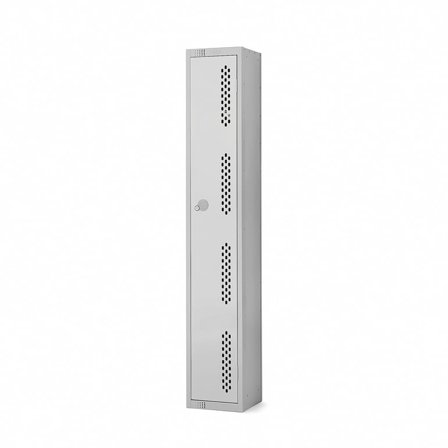 Perforated door locker, 1 door, 1800x300x450 mm, grey