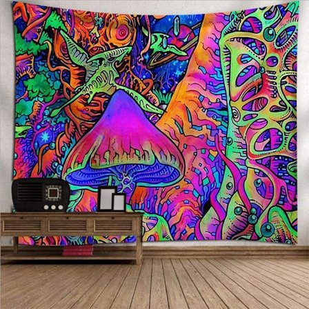 80×60 tommer (200×150 cm) veggteppe, psykedelisk trippy hippie