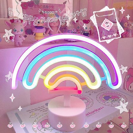 Rainbow Neon Led Night Lamp Girls Bedroom Warm Night Light Room Decoration 3d Acrylic Table Desk Lamp Gifts