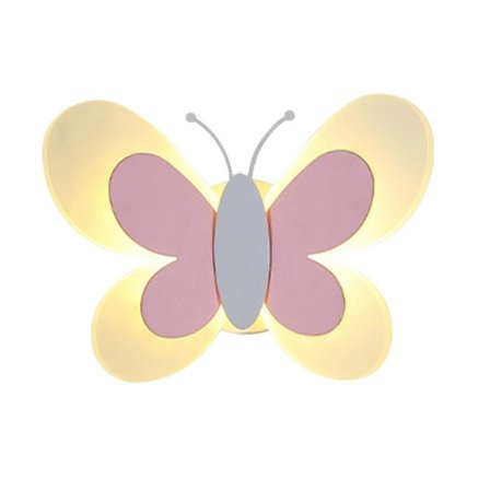 Barneromslampe Moderne Sommerfugl Vegglamper, Rosa Vinge & Hvit